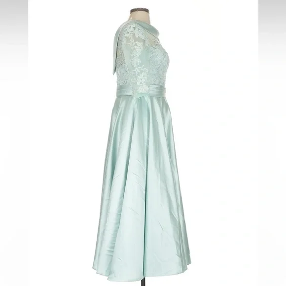 Missacc Mint Green Cocktail Lace Midi Dress Size 2 - Picture 3 of 4